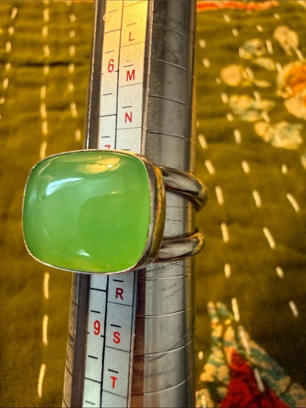 CHRYSOPRASE Rectangular Gem Sterling Silver Statement Ring